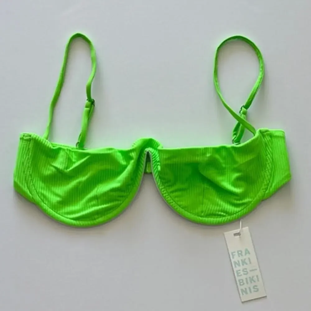 Frankies Bikinis Tolly Ribbed Underwire Bikini Top - Green Glow - L